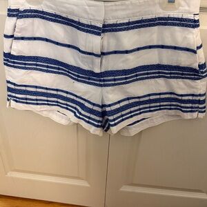 Loft White and Blue Striped Shorts
